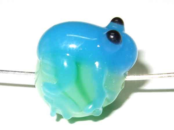 Glas Perle mit türkisem Frosch
