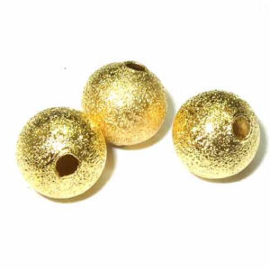 goldfarbene Metallperle diamantiert 5 Stück 8 mm