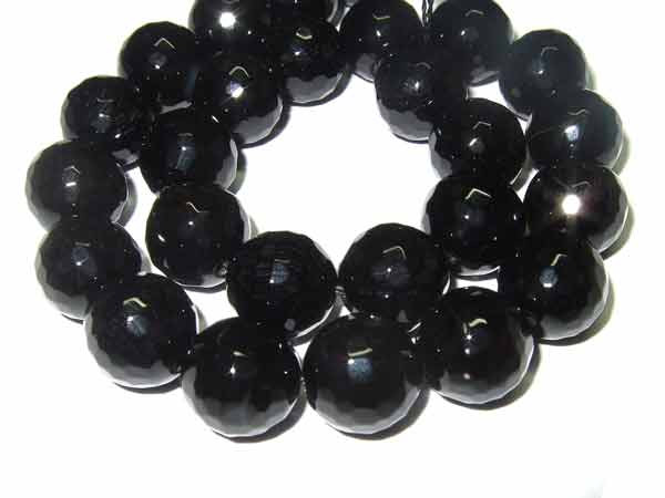 Achat Perlen schwarz facettiert