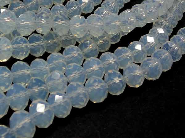 Opalglasperlen geschliffene Rondelle Strang 6 mm Irrlicht