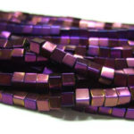 Hämatit Perlen Strang Würfel 3 mm violett glänzend 15753