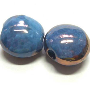 Keramik Perle Taler blau 20 mm