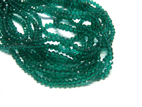 Glasperlen Glasrondelle facettiert emerald 4 mm