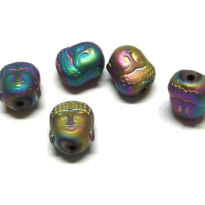 5 matte bunte Buddha Perlen aus Hämatit 15957