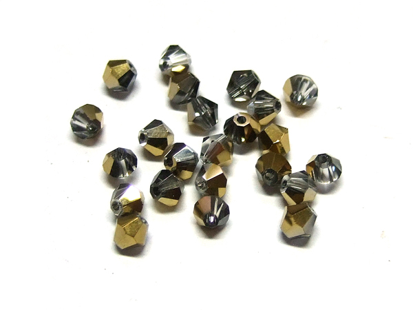 Kristallschliffperlen 4 mm black diamond gold 15958